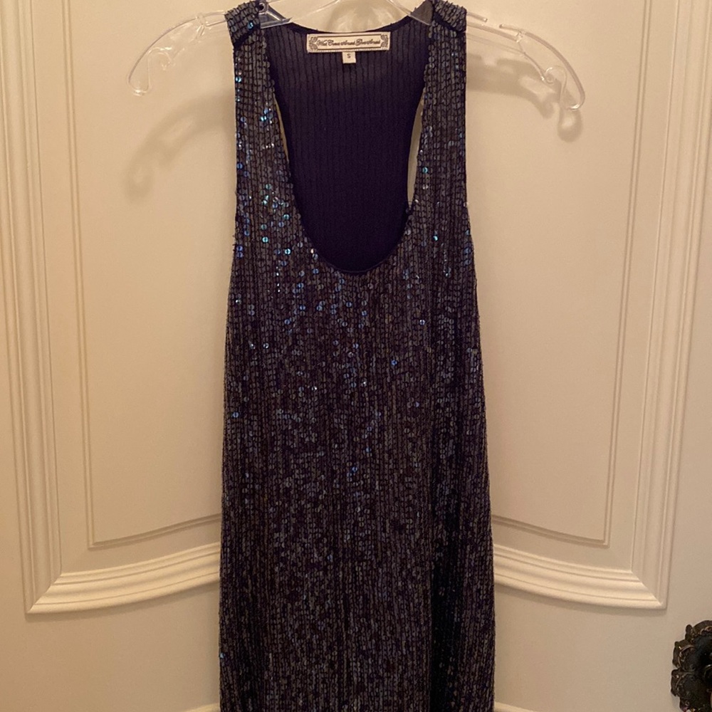 What Comes Around Goes Around navy sequin mini dress